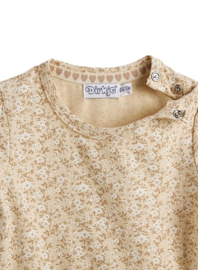 Dirkje Baby Girls Beige Ditsy Print Cotton Dress